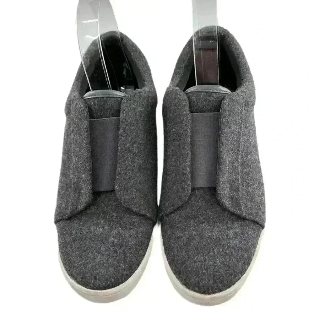 Donna Karan collection womens flats size 7 37.5 Gray wool felt slip ons